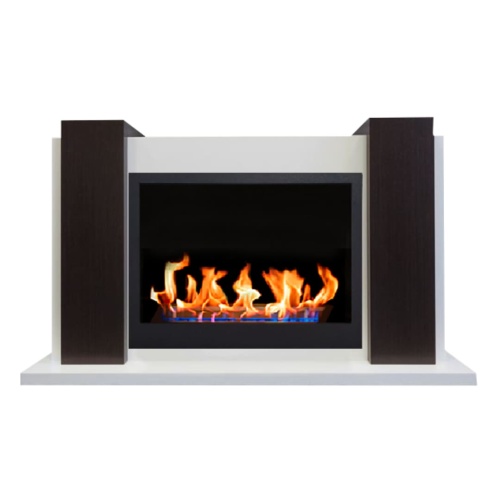 Биокамин в портале "Русский огонь" Манхэттен с декоративным стеклом (стемалитом)