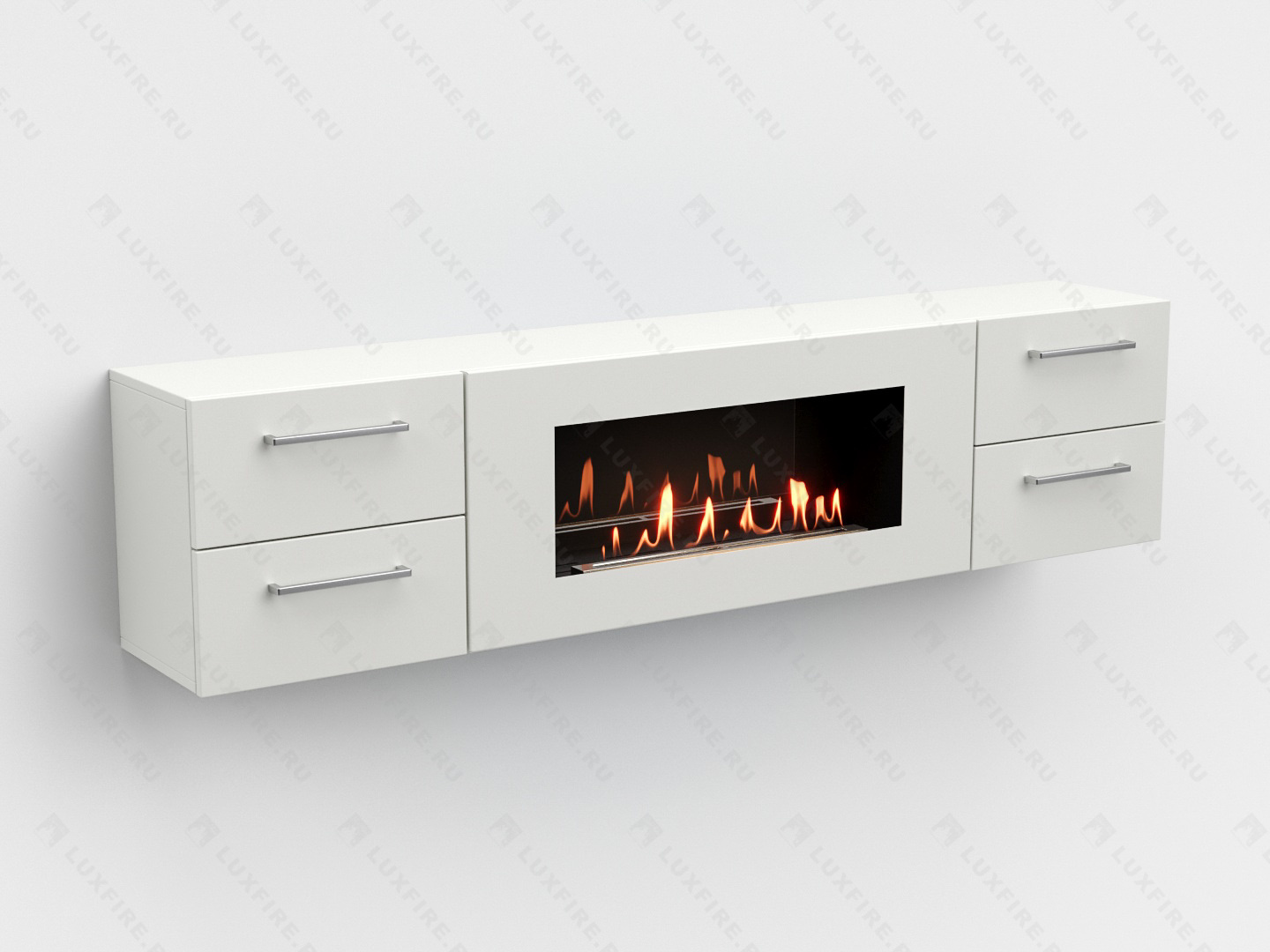 Тумба ТВ Lux Fire "Белая Роза" настенная 1700, с белым биокамином по цене 105 906 руб.