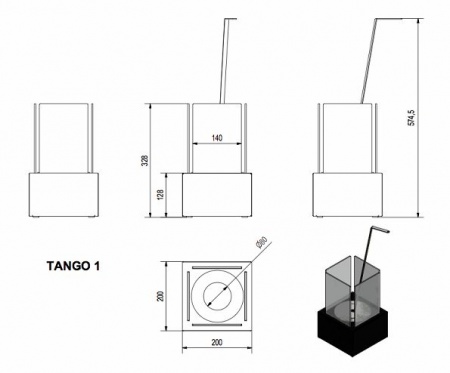 Биокамин Kratki TANGO 1, TUV по цене 9 660 руб.