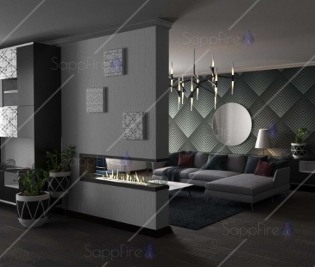 Встраиваемый торцевой сквозной очаг 1400 SappFire по цене 62 600 руб.